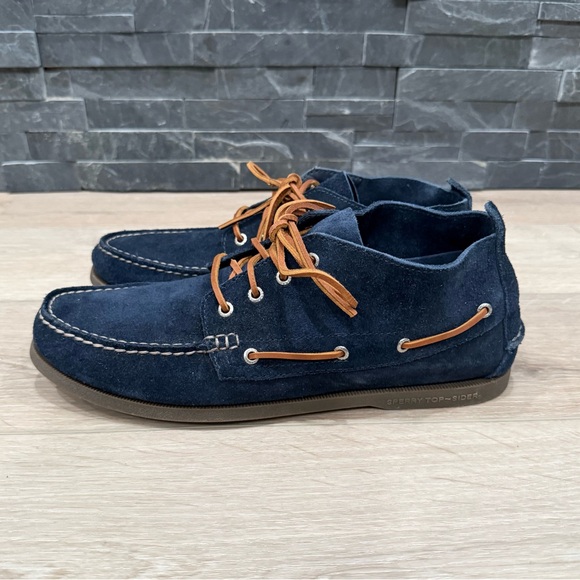 SPERRY Men's Navy Blue Suede Chukka Leather Boat Shoes Size 14 - Picture 2 of 9